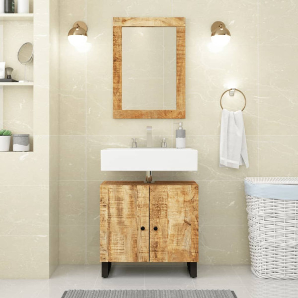 Conjunto de muebles de baño 2 piezas madera maciza de mango D