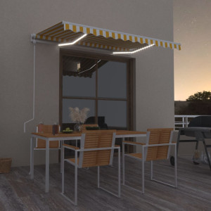 Toldo automático LED sensor de viento amarillo blanco 300x250cm D