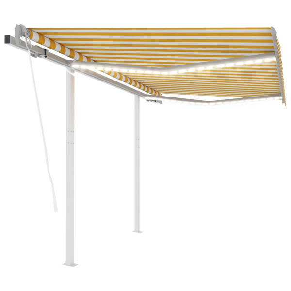 Toldo automático LED sensor de vento amarelo e branco 3x2.5 m D