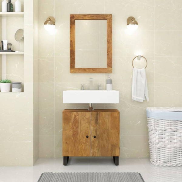 Conjunto de muebles de baño 2 piezas madera maciza de mango D