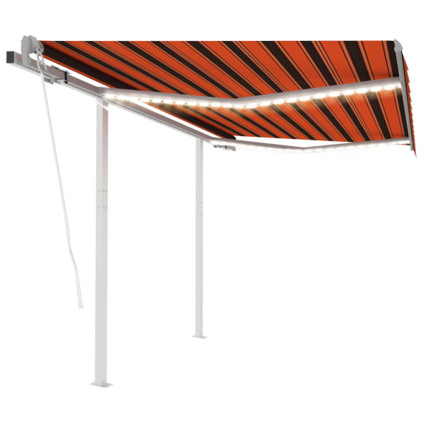 Toldo automático LED e sensor de vento laranja marrom 3x2.5 m D