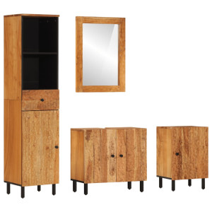 Conjunto de armarios de baño 4 piezas madera maciza de acacia D