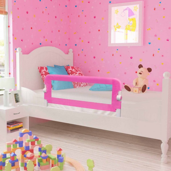 Barandilla de seguridad cama de niño 2 uds rosa 102x42 cm D