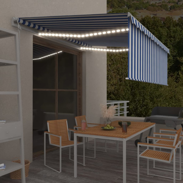 Toldo automático sensor de vento LED azul branco 4x3m D