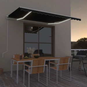 Toldo automático LED sensor de viento gris antracita 400x350 cm D