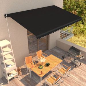 Toldo retráctil manual gris antracita 450x300 cm D