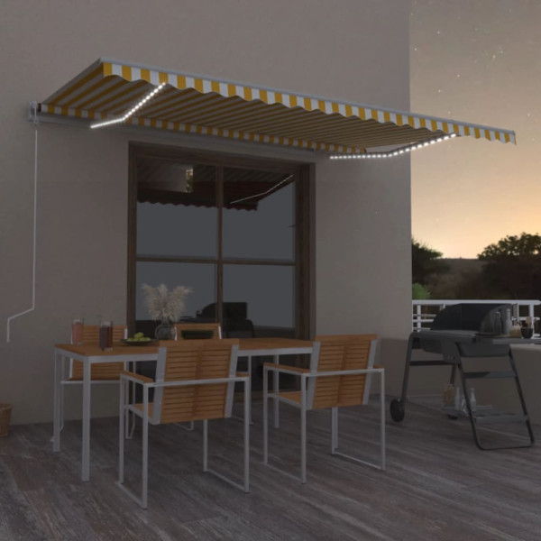 Toldo automático LED sensor de viento amarillo/blanco 500x300cm D