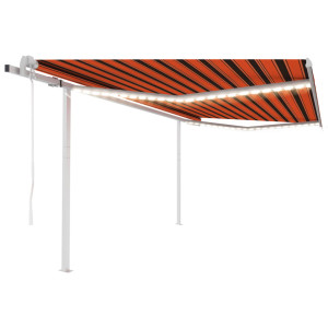 Toldo automático con LED y sensor de viento naranja marrón 4x3m D