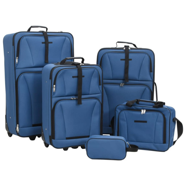 Conjunto de mala de viagem de tecido azul de 5 peças D