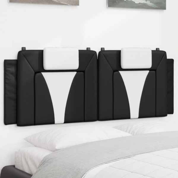 Cabecero de cama acolchado cuero sintético negro blanco 120 cm D