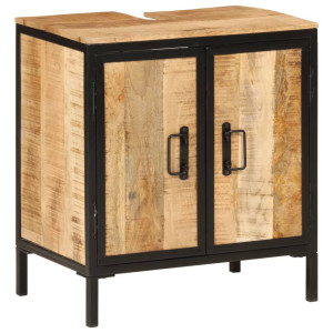 Mobiliário de banheiro madeira maciça de mangue e ferro 55x35x60 cm D