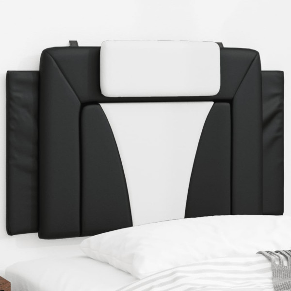 Cabeça de cama acolchada de couro sintético preto e branco 80 cm D