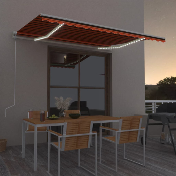 Toldo automático LED sensor de vento laranja marrom 400x300 cm D