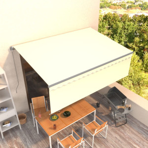 Toldo retráctil manual con persiana crema 4.5x3 m D