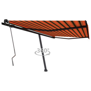 Toldo de pie retráctil manual naranja y marrón 450x350 cm D