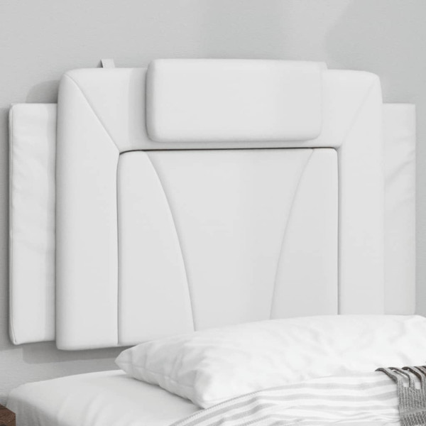 Cabecero de cama acolchado cuero sintético blanco 90 cm D