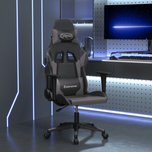 Silla gaming de masaje cuero sintético negro y gris D