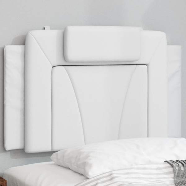 Cabecero de cama acolchado cuero sintético blanco 80 cm D