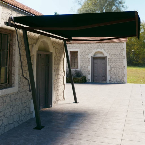 Toldo retráctil manual con postes gris antracita 4.5x3 m D