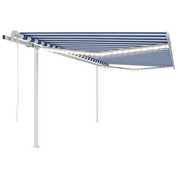 Toldo automático LED sensor de viento azul y blanco 4x3.5 m D