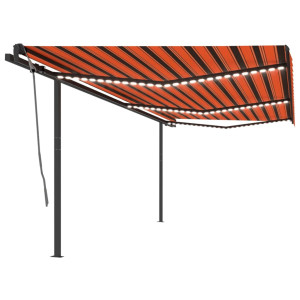 Toldo manual retráctil con LED naranja y marrón 6x3 m D