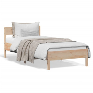 Estructura de cama con cabecero madera maciza pino 75x190 cm D
