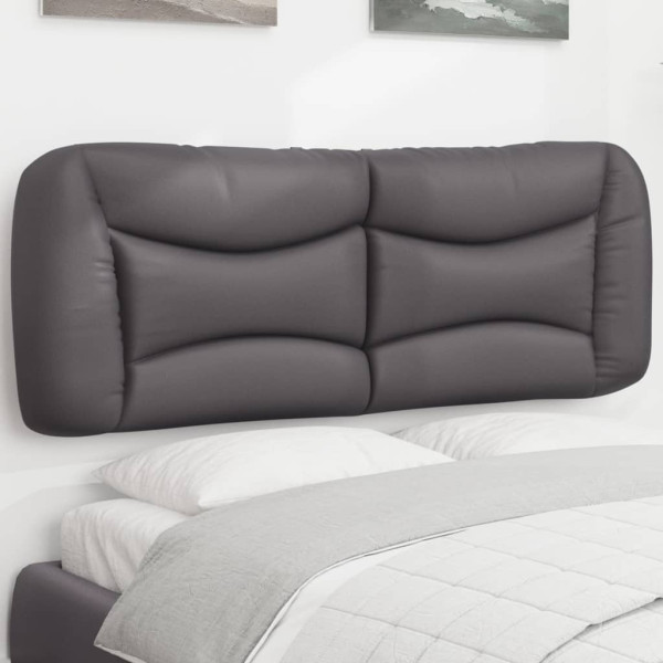 Cabecero de cama acolchado cuero sintético gris 120 cm D