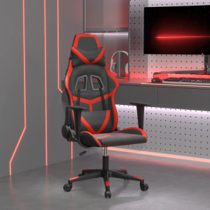 Silla gaming de masaje cuero sintético negro y rojo D