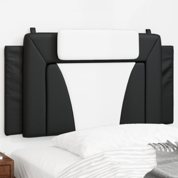 Cabeça de cama acolchada de couro sintético preto branco 100 cm D