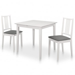 Juego de muebles de comedor 3 piezas MDF blanco D