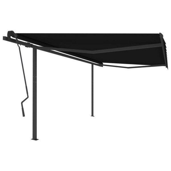 Toldo retrátil manual com postes cinza-antracita 4,5 x 3,5 m D