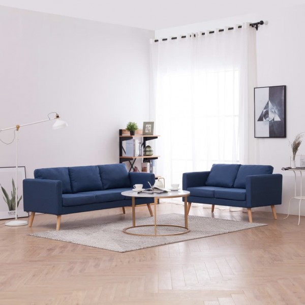 Conjunto de sofás 2 piezas tela azul D