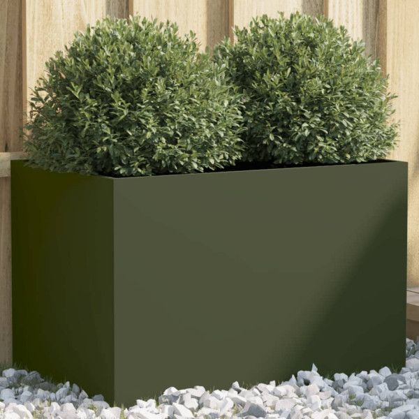 Jardinera de acero laminado en frío verde oliva 62x40x39 cm D