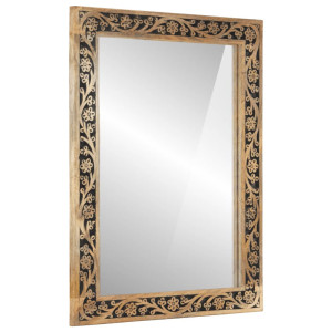 Espelho de casa de banho madeira maciça de acácia e vidro 50x70x2,5 cm D