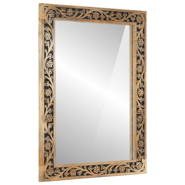 Espejo de baño madera maciza de acacia y vidrio 50x70x2.5 cm D