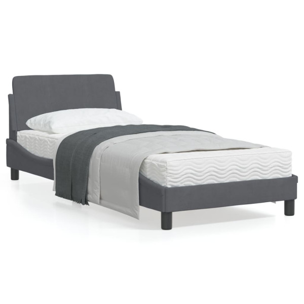 Estructura de cama con cabecero terciopelo gris oscuro 80x200cm D