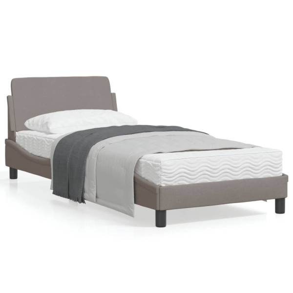 Estrutura de cama com cabeçalho de tecido cinza-alaranjado 90x200 cm D