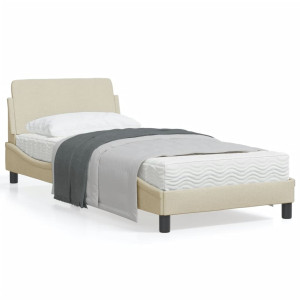 Estructura de cama con cabecero de tela color crema 80x200 cm D
