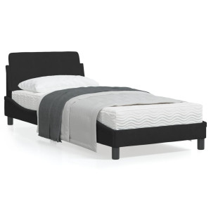 Estructura de cama con cabecero de terciopelo negro 90x200 cm D