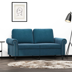 Sofá de 2 plazas terciopelo azul 120 cm D