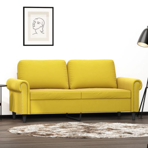 Sofá de 2 lugares veludo amarelo de 140 cm D