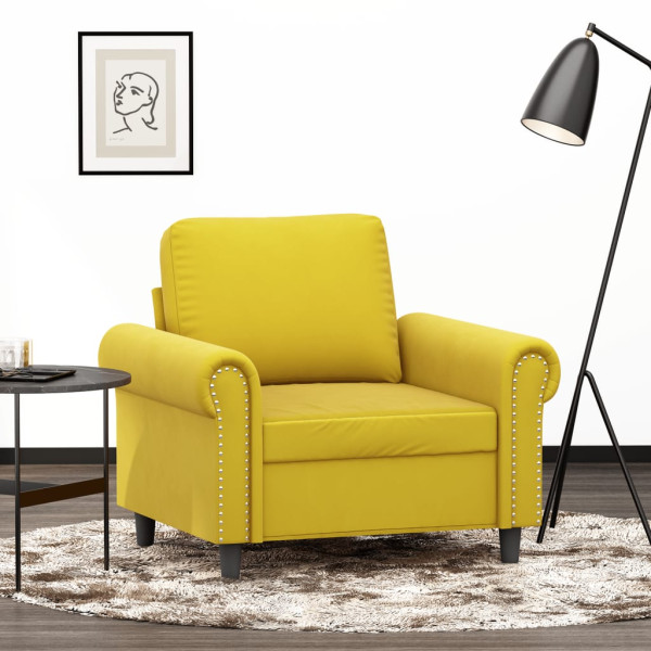 Poltrona de veludo amarelo 60 cm D