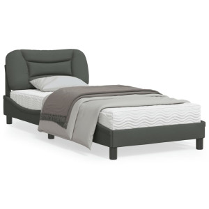 Estructura de cama con cabecero de tela gris oscuro 90x190 cm D