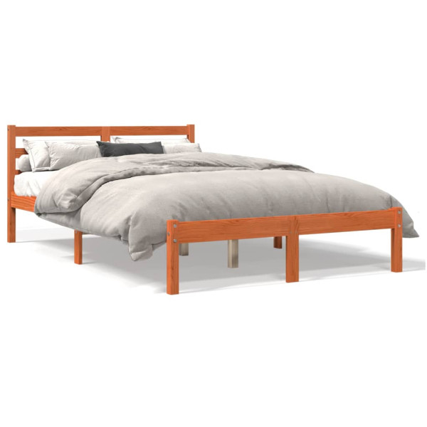 Estructura de cama madera maciza pino marrón cera 150x200 cm D