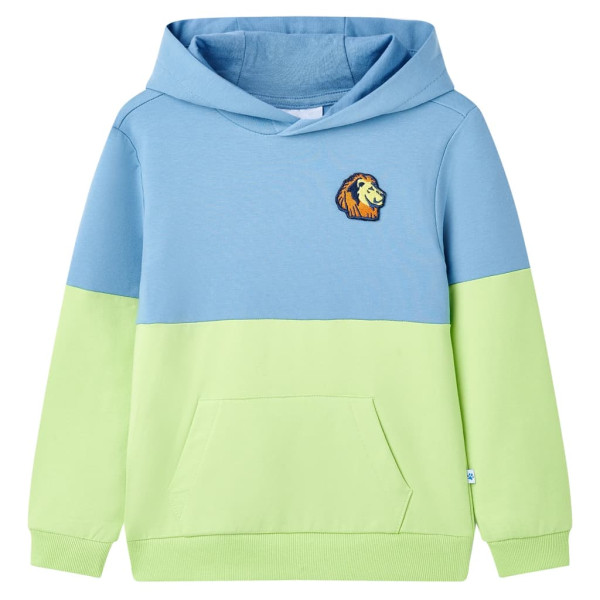 Sudadera infantil con capucha azul y amarillo suave 140 D