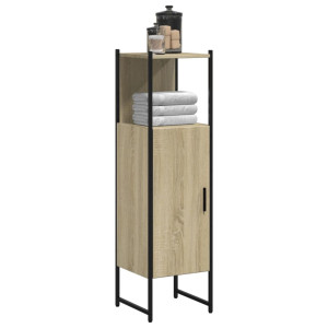 Armario de baño madera ingeniería roble Sonoma 33x33x120.5 cm D