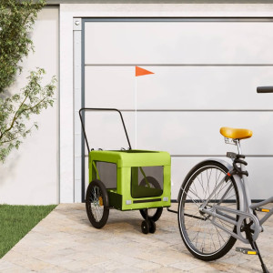 Trailer de bicicleta para animais de estimação em ferro Oxford pano verde preto D