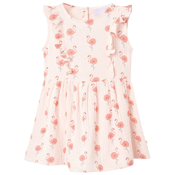 Vestido infantil con volantes rosa suave 128 D