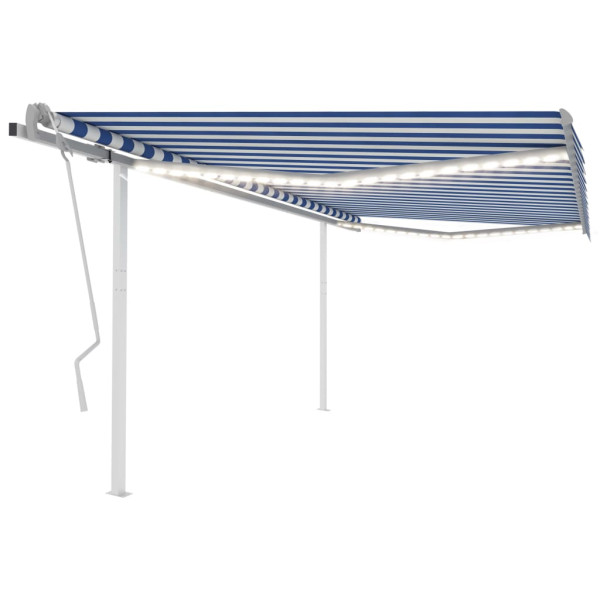 Toldo retrátil manual com luz LED azul e branco 4x3 m D