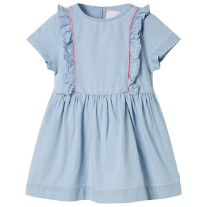 Vestido infantil com panfletos azuis macios 92 D